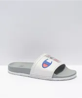 Champion CS Squish White & Grey Slide Sandals