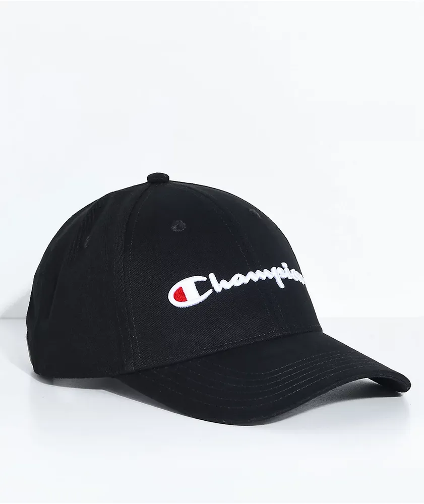 Champion Classic Twill Black Strapback Hat