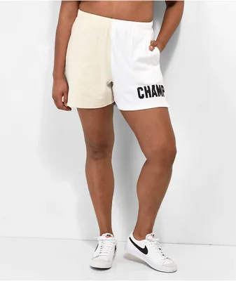 Champion Classic Two Tone White & Cream Sweat Shorts