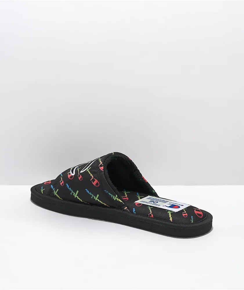 Champion Cozy Tozy Black & Rainbow Slippers