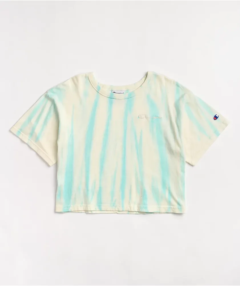 Champion Feather Dye Ice Fall & Cream Crop T-Shirt