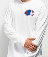 Champion Felt Applique White Long Sleeve T-Shirt