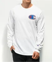 Champion Felt Applique White Long Sleeve T-Shirt