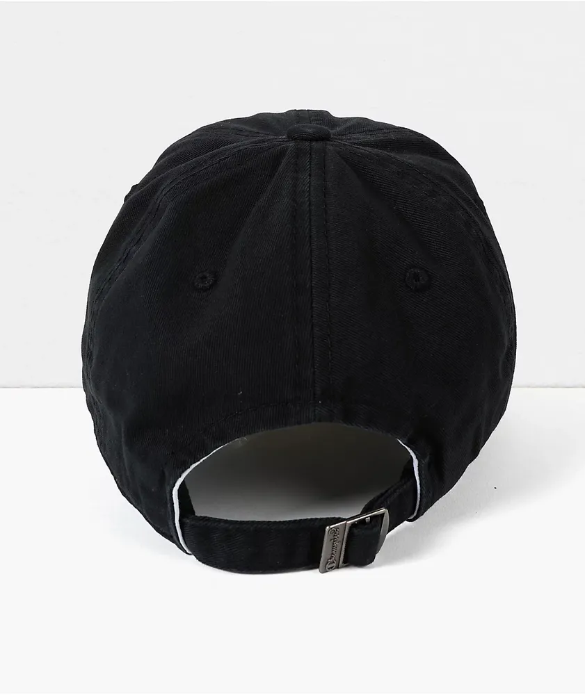 Champion Garment Wash Black Strapback Hat