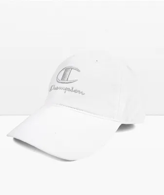 Champion Garment Washed White Strapback Hat