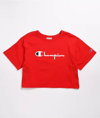 Champion Heritage Script Scarlet Crop T-Shirt