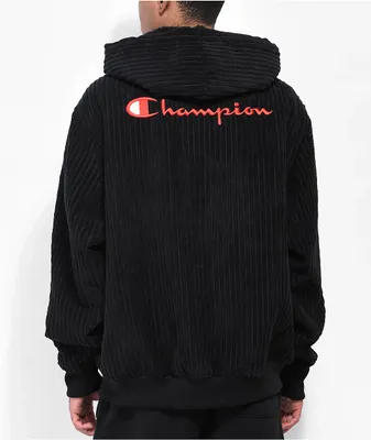 Champion Hi Pile Black Corduroy Fleece Hoodie