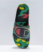 Champion IPO Black, Green, & Scarlet Camo Slide Sandals