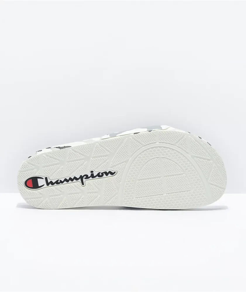Champion IPO Camo White, Grey & Black Slide Sandals