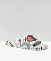 Champion IPO Camo White, Grey & Black Slide Sandals