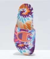 Champion IPO Magenta, Orange & Blue Tie Dye Slide Sandals