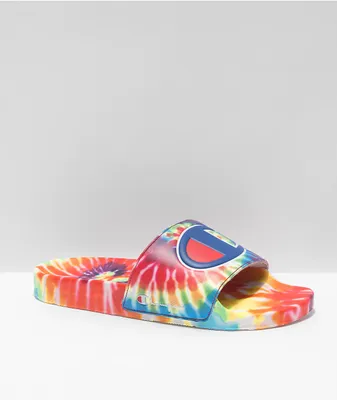 Champion IPO Rainbow Tie Dye Slide Sandals