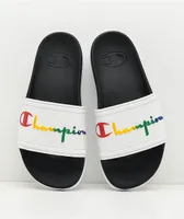 Champion IPO Squish White & Rainbow Slide Sandals