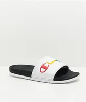 Champion IPO Squish White & Rainbow Slide Sandals