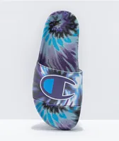 Champion IPO Tie Dye Black, Purple & Teal Slide Sandals