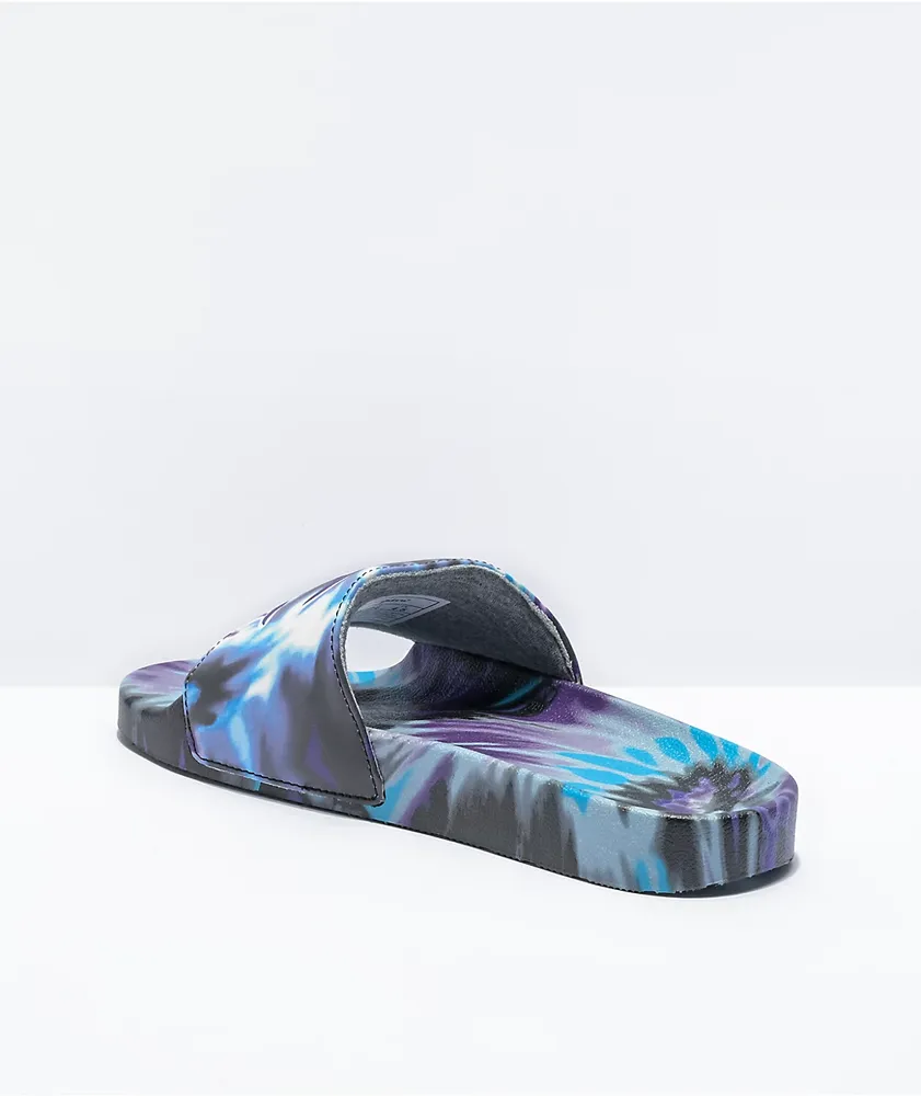 Champion IPO Tie Dye Black, Purple & Teal Slide Sandals