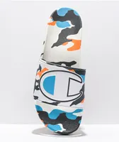 Champion IPO White, Blue & Orange Camo Slide Sandals