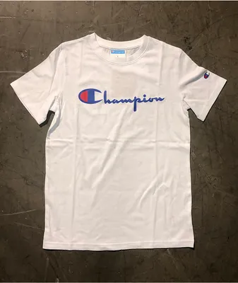 Champion Kids Blue Script White T-Shirt