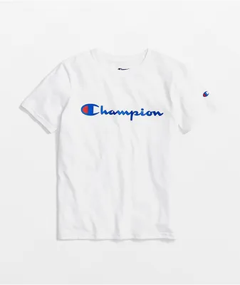 Champion Kids Heritage Script White T-Shirt