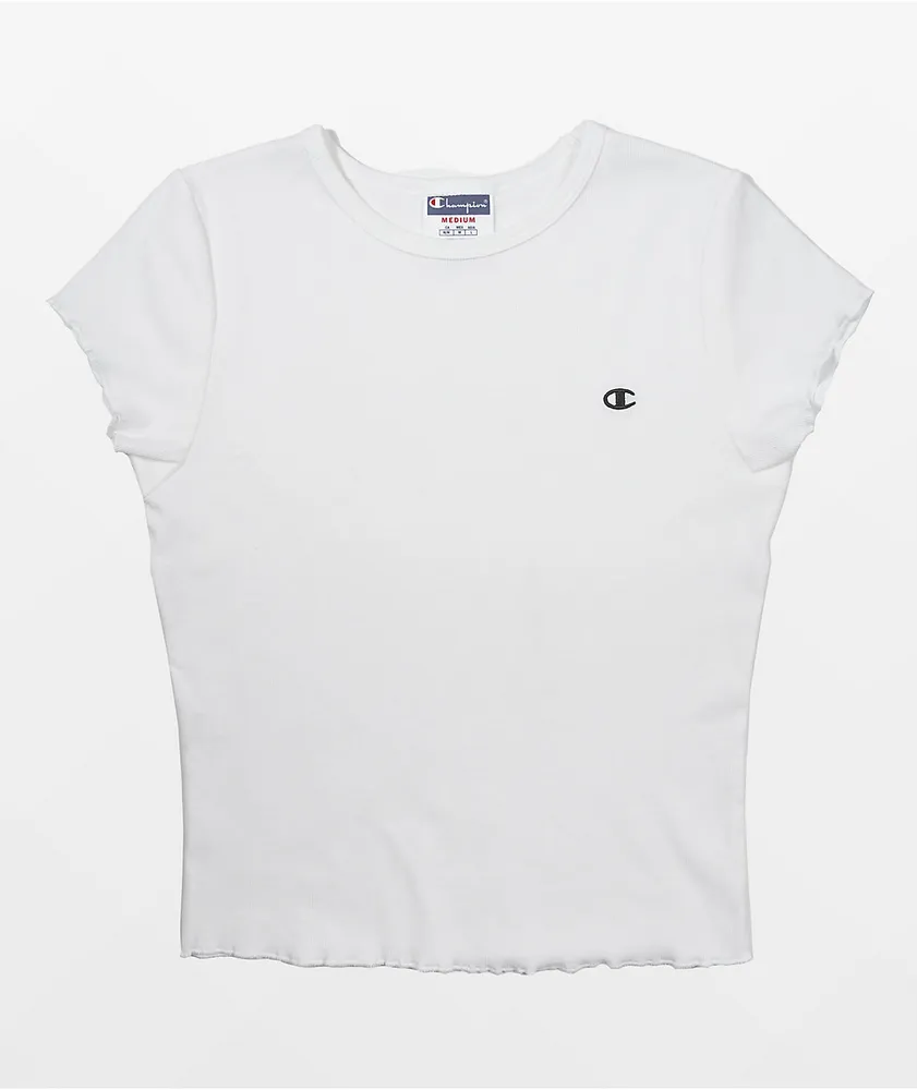 Champion Lettuce Edge White Crop T-Shirt