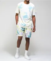 Champion Lightweight Lemon Glacier Blue, & Purple Tie Dye Sweat Shorts