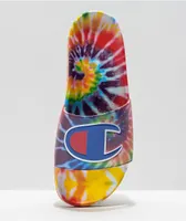 Champion Men's IPO Rainbow Tie Dye Slide Sandals