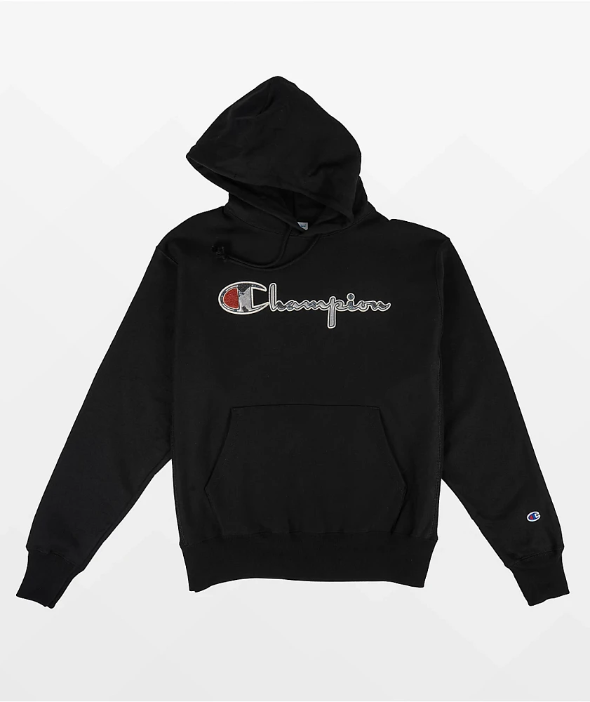 Champion Mixed Motif Black Hoodie