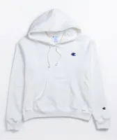 Champion Reverse Weave C Emblem White Hoodie