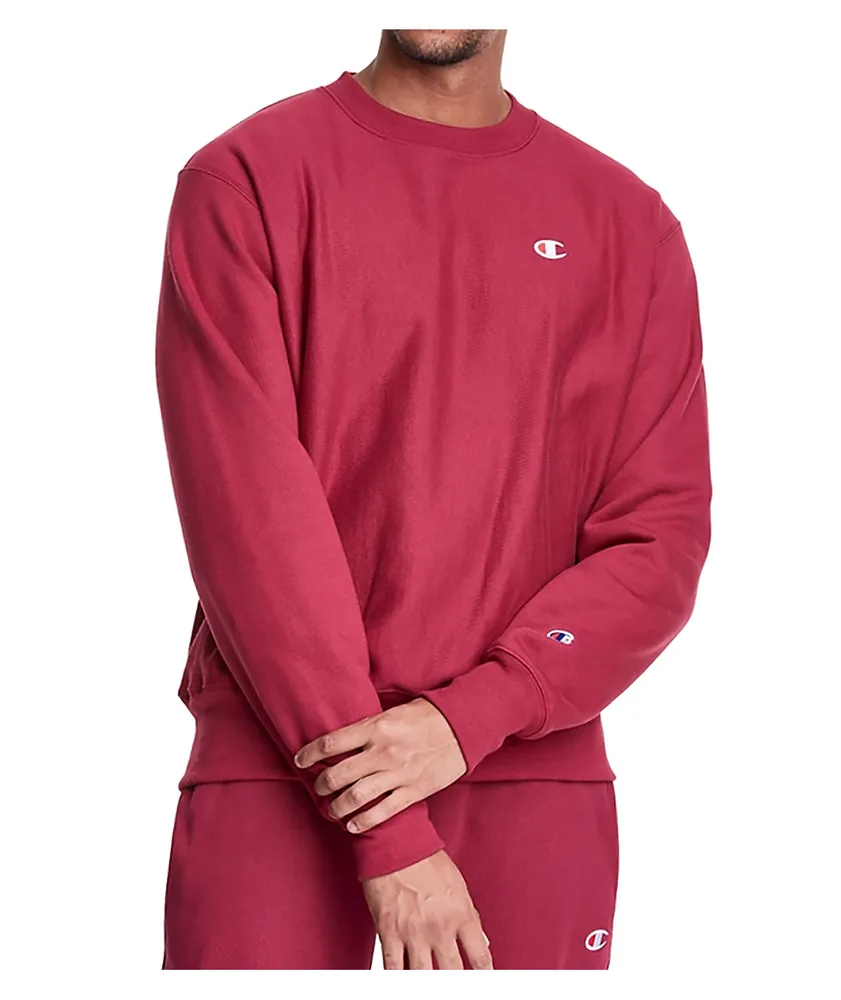 Champion Reverse Weave C-Logo Cranberry Crewneck Sweatshirt