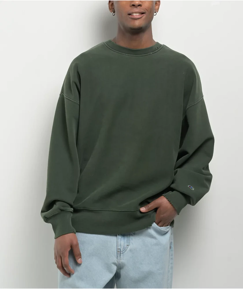 Champion Reverse Weave Green Wash Crewneck Sweatshirt