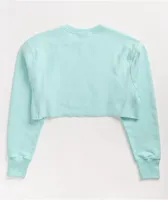 Champion Reverse Weave Ice Blue & Multi Crop Crew Neck Sweatshirt