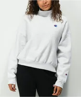 Champion Reverse Weave Silver Grey Crop Mock Neck Sweatshirt