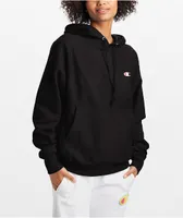 Champion Reverse Weave Small C Boyfriend Black Hoodie