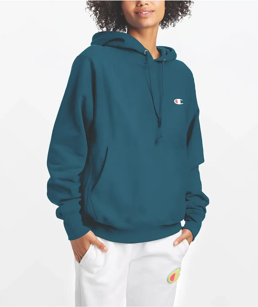 Champion Reverse Weave Small C Boyfriend Prestige Blue Hoodie