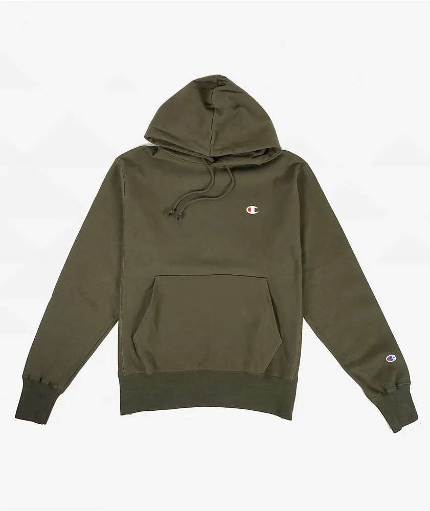 Champion Reverse Weave Small C Green Hoodie