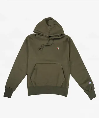 Champion Reverse Weave Small C Green Hoodie