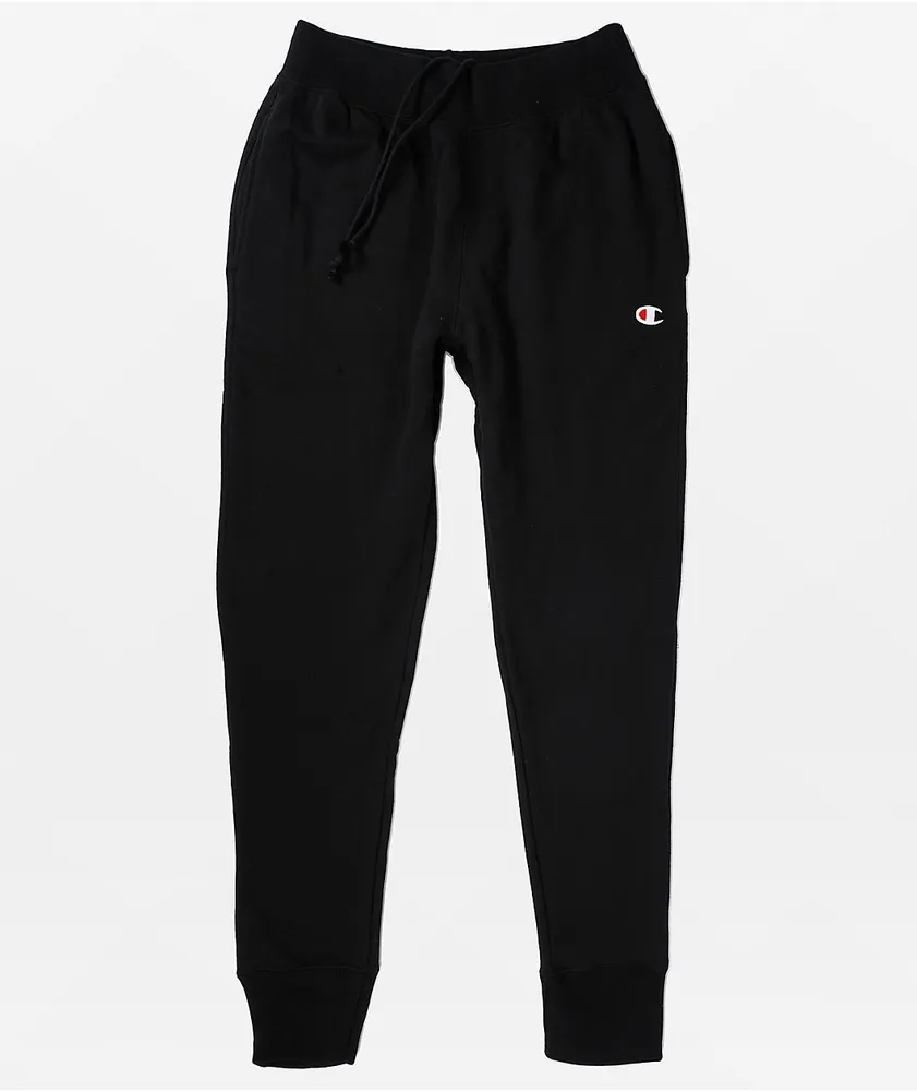 Champion Reverse Weave Small Logo Black Sweatpants