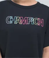 Champion Script Logo Black Crop T-Shirt