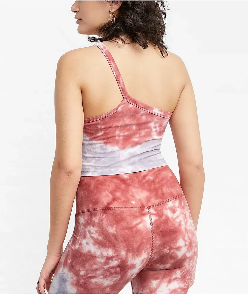 Champion Unity Dye Red & Grey Tie Dye Asymmetrical Crop Cami Tank Top