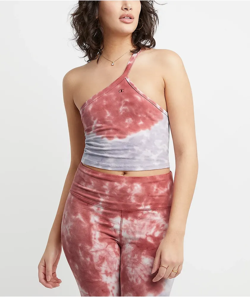 Champion Unity Dye Red & Grey Tie Dye Asymmetrical Crop Cami Tank Top