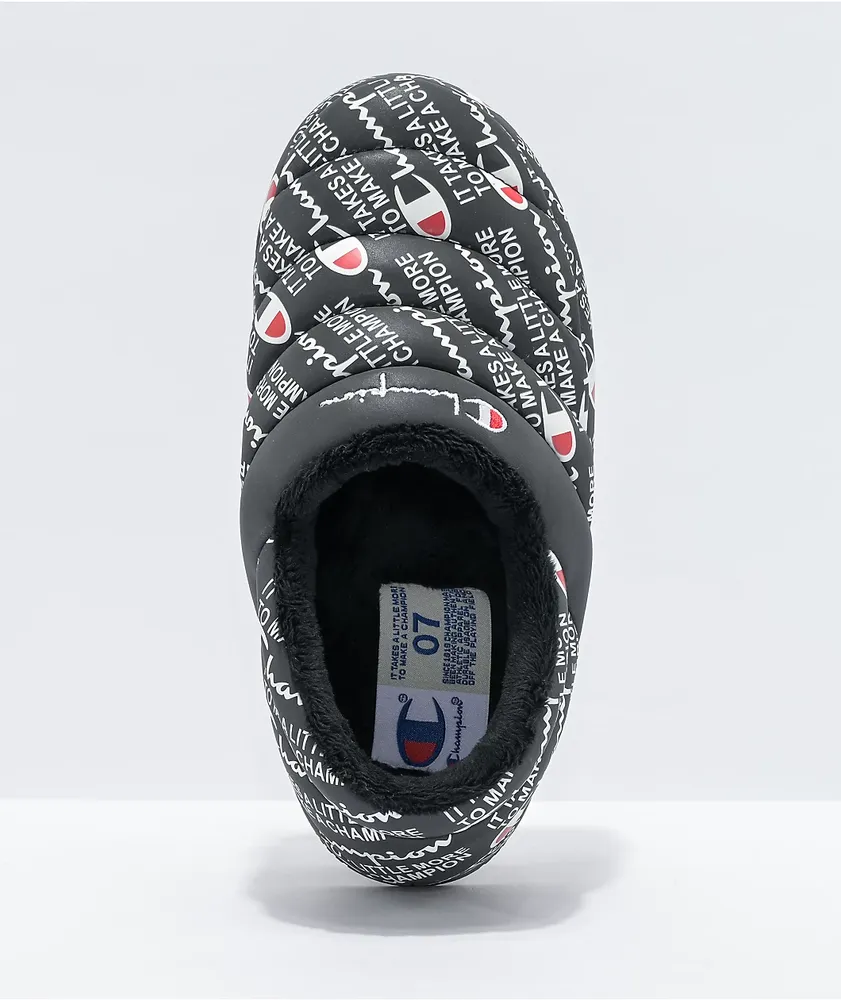 Champion Varsity Reflective Black & White Slippers