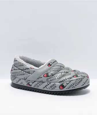 Champion Varsity Reflective Silver & Black Slippers