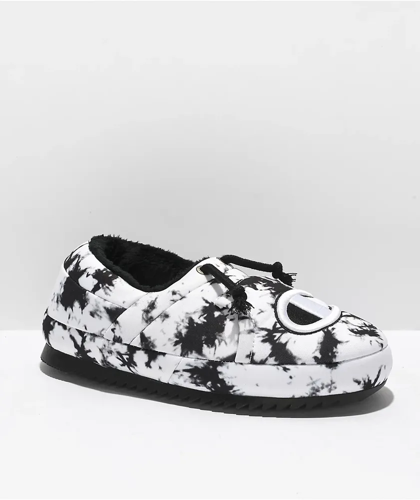 Champion Women's University Black & White Tie Dye Scarlet Slippers