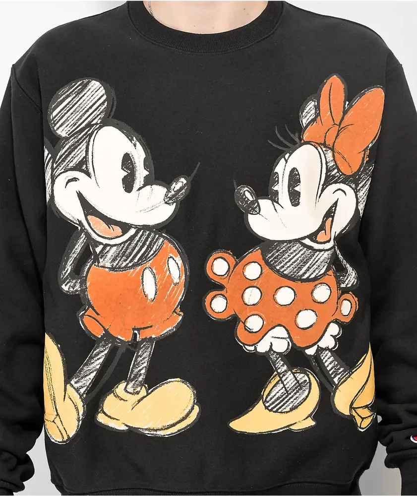 Champion x Disney Mickey & Minnie Black Crewneck Sweatshirt