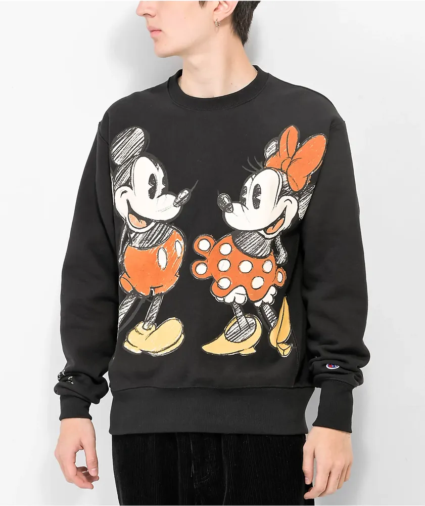 Champion x Disney Mickey & Minnie Black Crewneck Sweatshirt