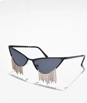 Chella Rhinestone Black Sunglasses