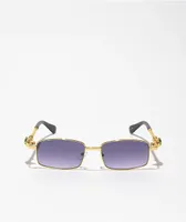 Chunky Metal Braided Leopard Gold Sunglasses