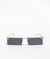 Clarity Black Slim Rectangle Sunglasses