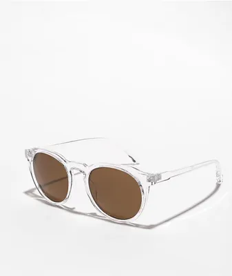 Clear & Brown Round Sunglasses