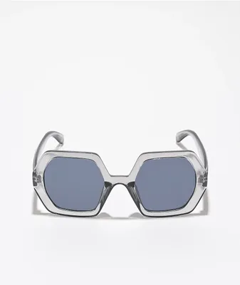 Clear Grey Hexagon Sunglasses